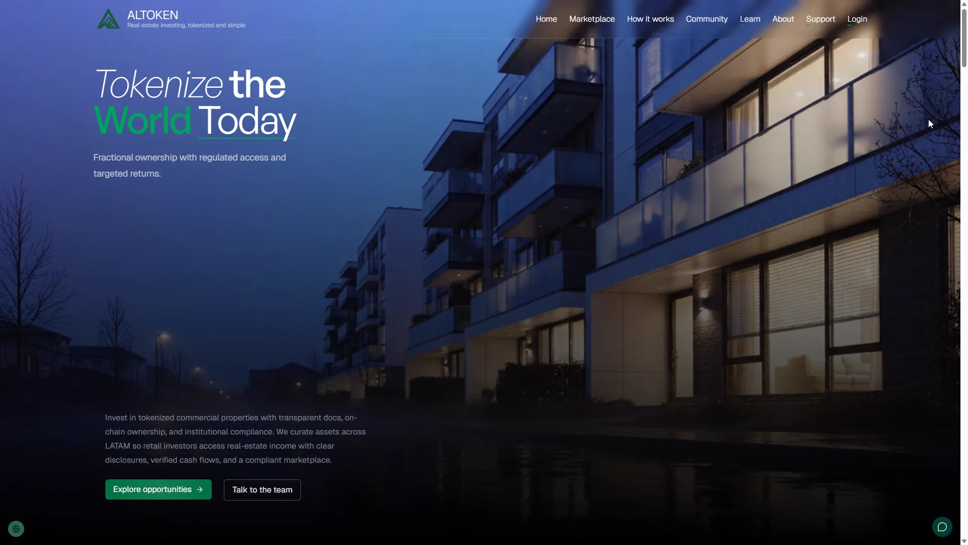 Altoken homepage